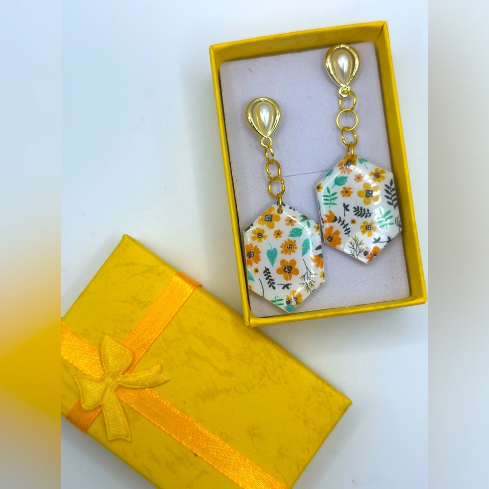 Handmade Acrylic Floral Earrings